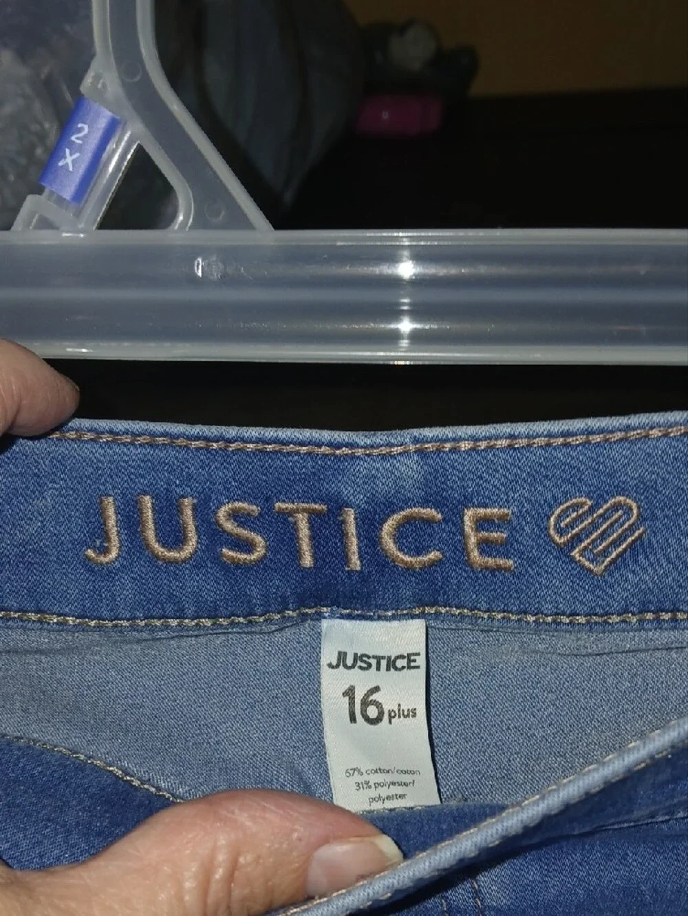 Justice Blue Denim Jeans with Embroidered Logo